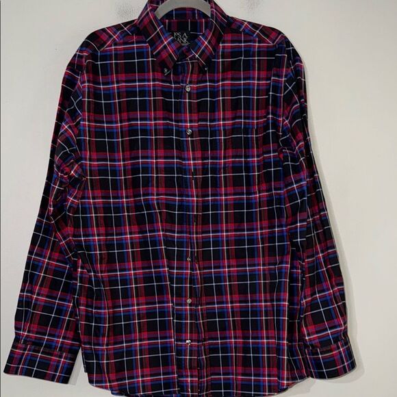 Jos. A. Bank Red and Blue Casual Button Down Shirt - Picture 1 of 10